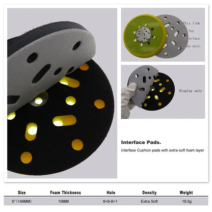 1PCS Buffing Pad 6 Inch 150mm Soft Buffer Sponge Interface Cushion Pad for Sanding Pads Automobiles Motorcycles Abrasive Tools