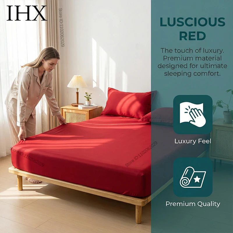 IHX Waterproof Mattress Covers Protector Bed Fitted Sheets with Elastic Band Single Double King Size 140/160/180x200 Custom Size