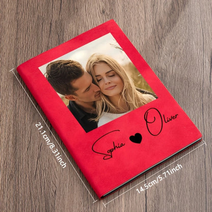 Customizable A5 Personalized Notebook - Personalized Your Name And Photo Couple Portrait