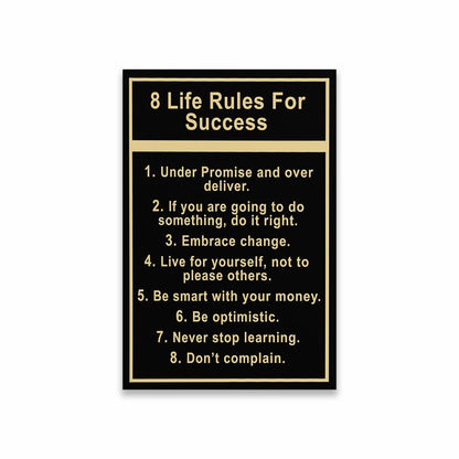 10 Rules of Life Motivational Poster Inspiration Canvas Print Wall Art Office Decor Home Decor Motivational Sign Positive Saying
