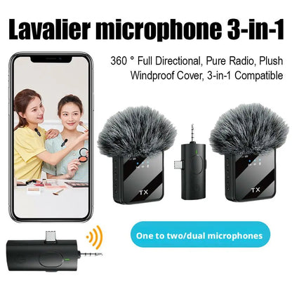 Professional Wireless Lavalier Microphone For iPhone Android Camera Noise Cancellation For Video Recording Streaming Mic