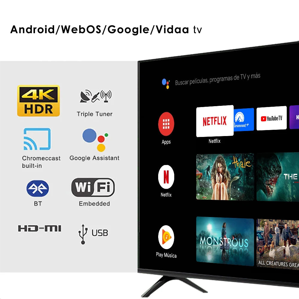 32inch HD LED 4K Smart Android TV for Hotel Use with Projection