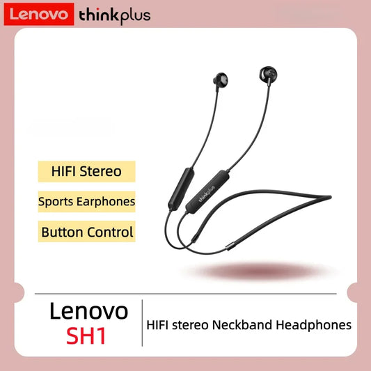 Lenovo Thinkplus SH1 Earphone Bluetooth Wireless Chip HIFI Sound Quality IPX5 Waterproof Sports Headset Magnetic Neckband Earbud
