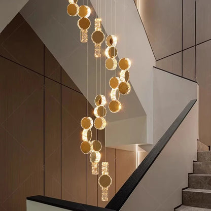 Modern Crystal stair chandelier lights indoor lighting Ceiling lamp hanging light led Chandeliers for living room indoor lightin