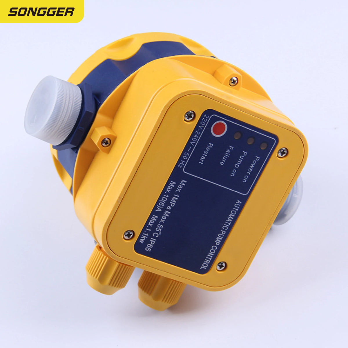 220V Automatic Water Booster Pump Controller Adjustable Pressure Water Pump Pressure Switch Dry Run Protection G1 Inch Thread