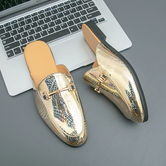 Men's Black Half Shoes For Men Leather Loafers Shoes Man Mules Casual Shoes Male Footwear Fashion Social Mocassins Summer 2023