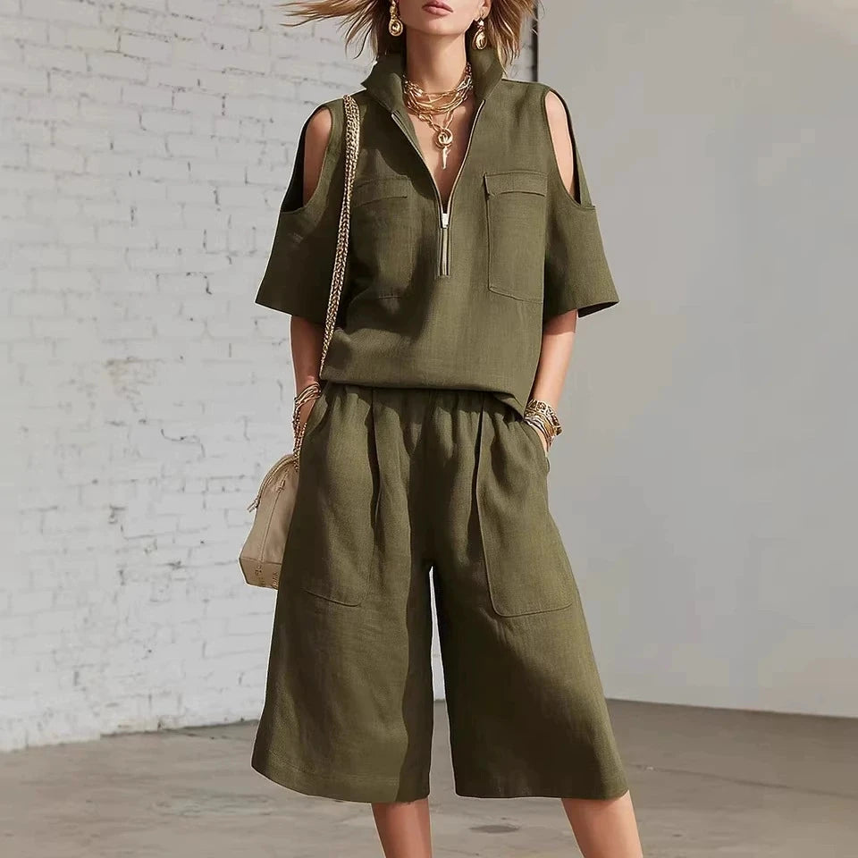 2026 Summer Cross Border New Foreign Trade Women's Clothing Short Sleeve Shorts Shirt Loose Pants Two Piece Sets Casual Clothes