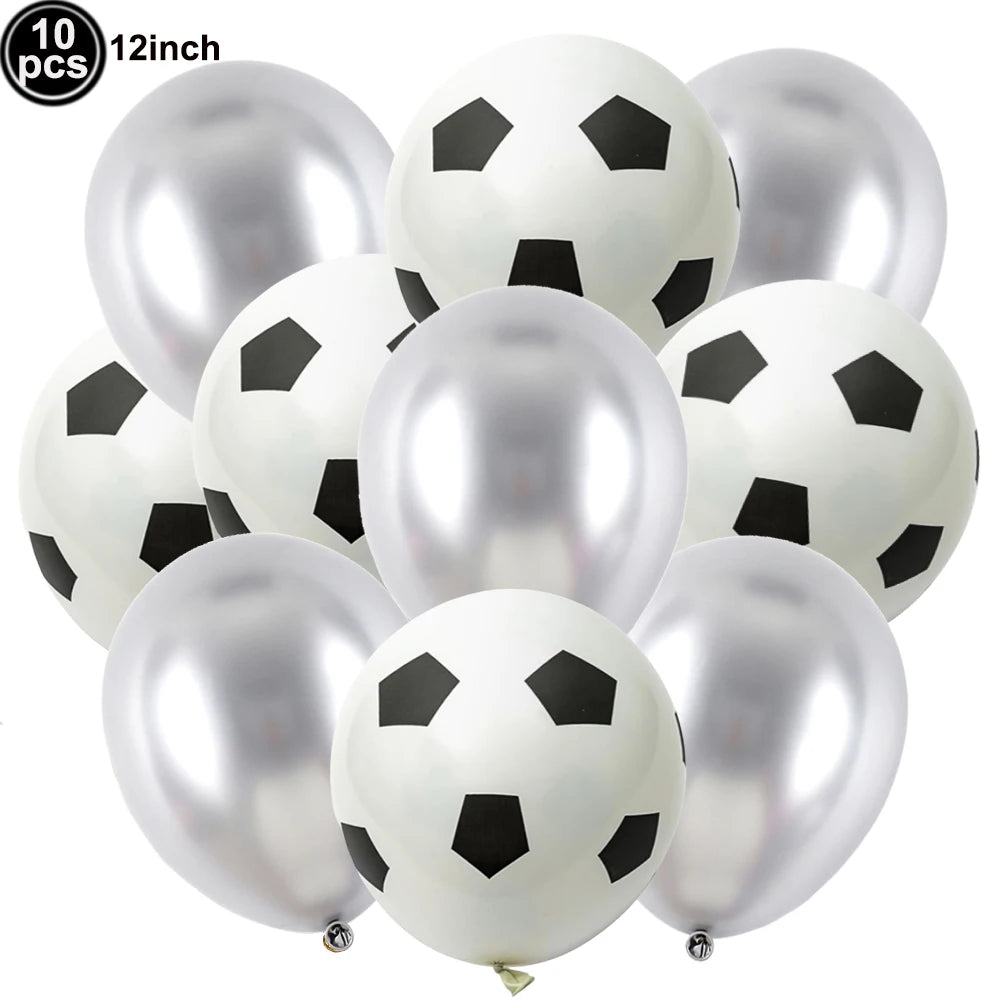 10Pcs 12inch Soccer Balloons Red Blue Black White Confetti Football Latex Balloon Boy Soccer Birthday Party Baby Shower Decor