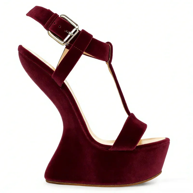 Platfrom Strange Style T Tied Sandas Sexy Pointed Toe Slingback Buckle Strap Customized New Arrivals Fashion Women Modern Shoes