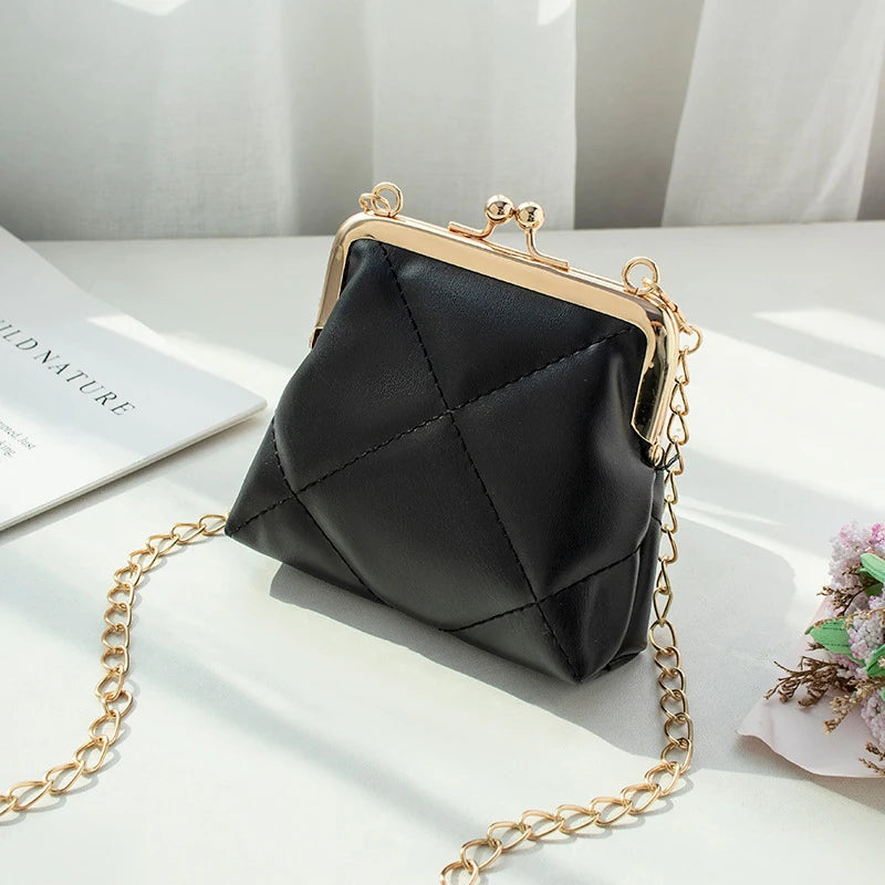 Fashion Single Shoulder Bag Diamond Lattice Embroidery Messenger Bag For Women Female Keys Coin Purse PU Mini Handbag