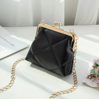 Fashion Single Shoulder Bag Diamond Lattice Embroidery Messenger Bag For Women Female Keys Coin Purse PU Mini Handbag