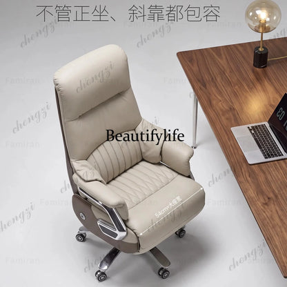 First layer cowhide electric boss chair ergonomic office chair waist support with pedal computer chair