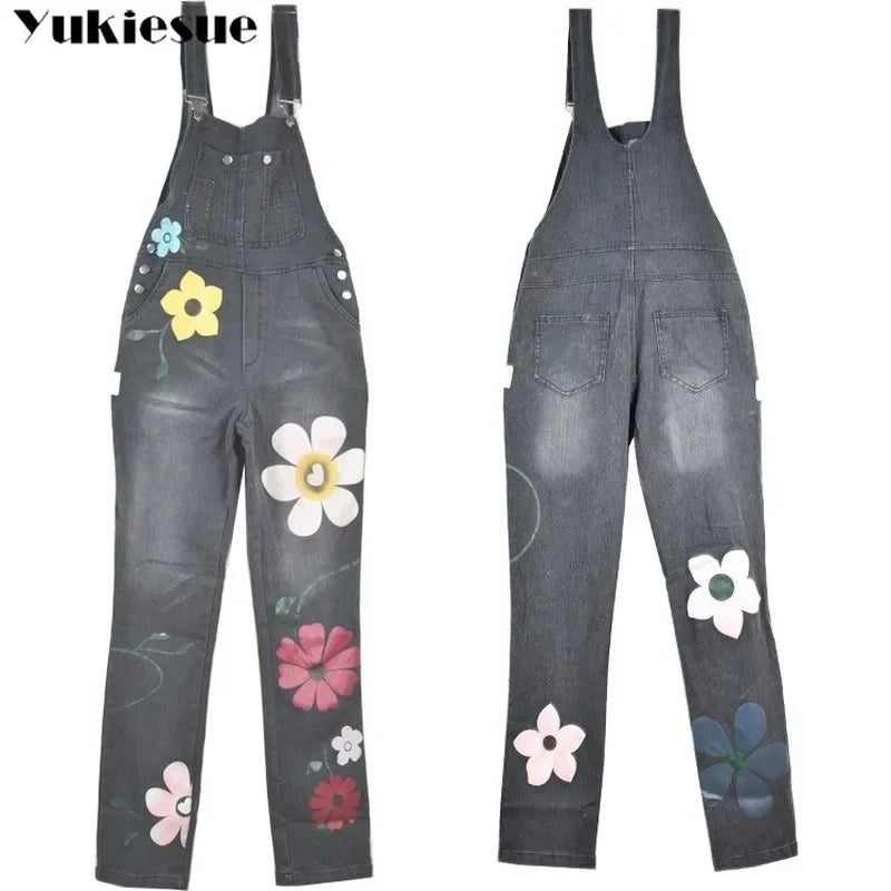floral printed New Arrival Sleeveless Jumpsuit Jeans Sexy Bodysuit Women Denim Overalls Rompers Girls Pants Mom Jeans Ladies