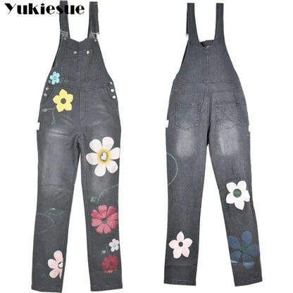 floral printed New Arrival Sleeveless Jumpsuit Jeans Sexy Bodysuit Women Denim Overalls Rompers Girls Pants Mom Jeans Ladies