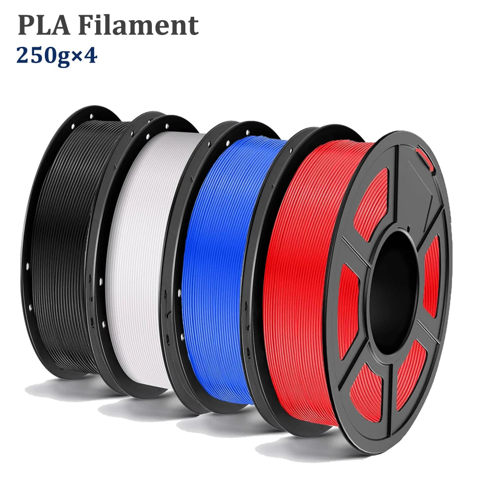 PLA 3D Printer Filament, 1.75mm, Dimensional Accuracy +/- 0.02 mm,250g/500g Per Spool, Black/White/Blue/Red