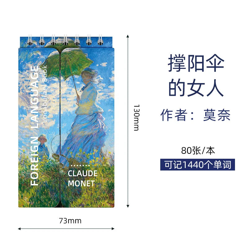 Portable Mini Notebook Japanese Famous Painting Pocket Spiral Notebook Languages Learning Word Book for School Stationery