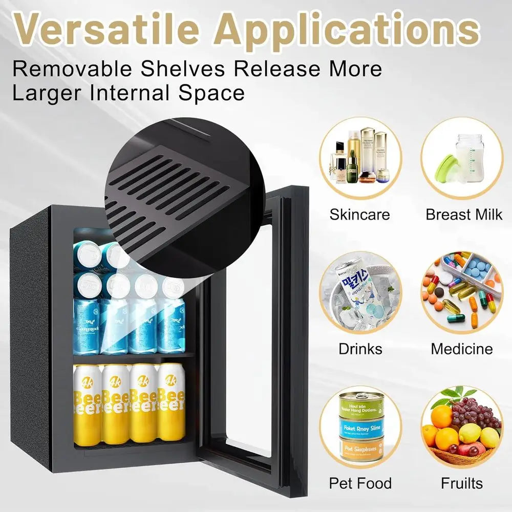 Compact 0.9 Cu.ft Mini Fridge with Mirror and 7-Temperature Control for Personal Use in Bedrooms, Dorms, and Offices