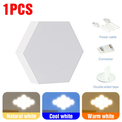 LED Night Light Honeycomb Hexagon Modular Quantum Lamp DIY Creative Modern Wall Lights Bedroom Decoration USB DC5V Touch Dimming