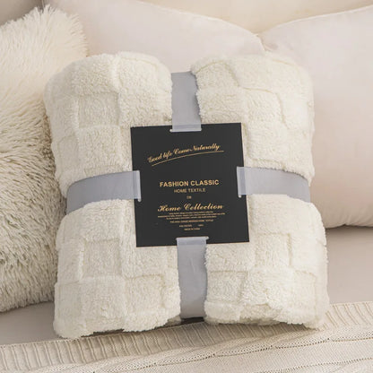 Waffle Blanket, Winter Knitted Blanket, Jacquard Braid Blanket, Warm Gift Blanket ,for Bed Sheet or Sofa Cover Four-season