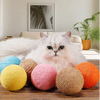 Interactive Sisal Cat Scratching Ball Toy For Kitten Teeth Cleaning Anti Bite 10CM Super Big Cat Ball Sounding Toy Pet Supplies