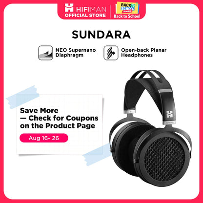HIFIMAN SUNDARA Over-Ear Full-Size Planar Magnetic Headphones (Black) with High Fidelity Design Metal Casing