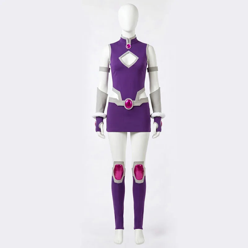 Koriand'r Cosplay Costumes Starfire Adult Women Purple Battle Suit Bodysuit Con Fantasy Outfits For Halloween Role Play Party