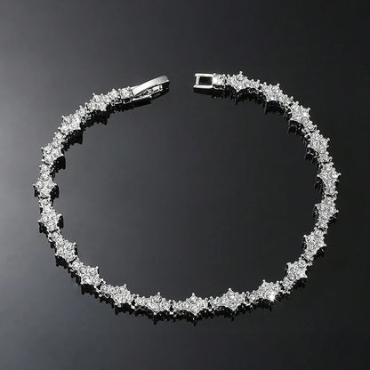 Round Stone Star Cubic Zirconia Bracelet Hip-Hop Jewelry For Men Shiny Elegant Fashion Accessory Classic  Gift For Birthday