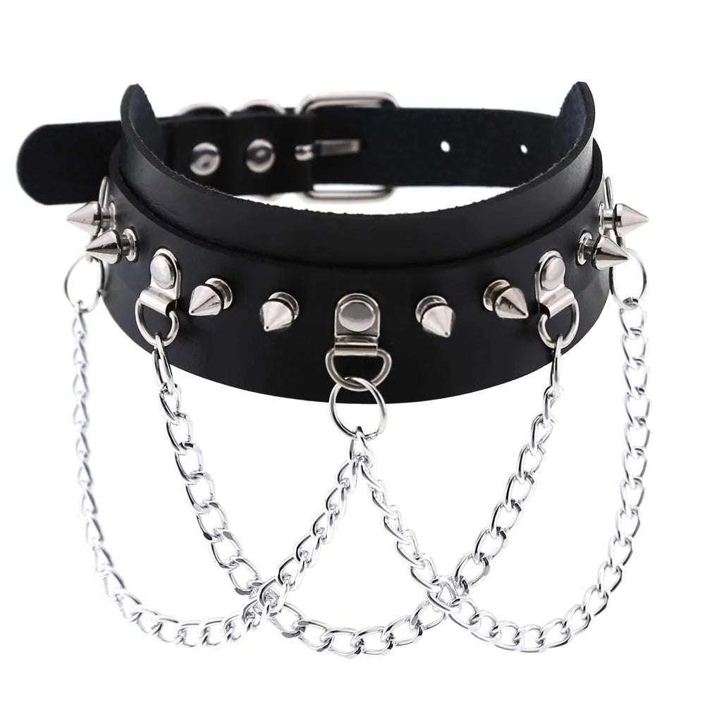 DIEZI Vintage Sweet Cool Hip Hop Rivet Choker Necklace Harajuku Gothic Club Black PU Leather Collar Torques Necklace Jewelry