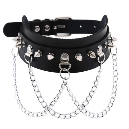 DIEZI Vintage Sweet Cool Hip Hop Rivet Choker Necklace Harajuku Gothic Club Black PU Leather Collar Torques Necklace Jewelry