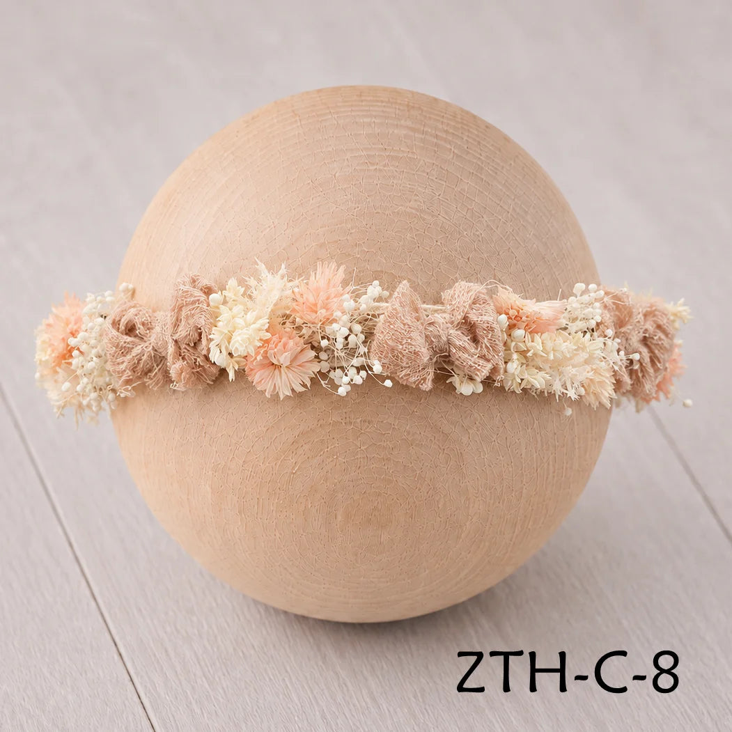 Floral Newborn Headbands for Photography Props Handmade Infant Girl Flower Wreath Baby Headband Newborn Photoshoot, Accessories