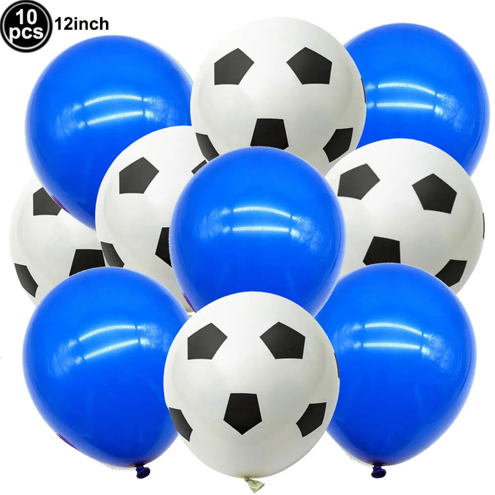 10Pcs 12inch Soccer Balloons Red Blue Black White Confetti Football Latex Balloon Boy Soccer Birthday Party Baby Shower Decor