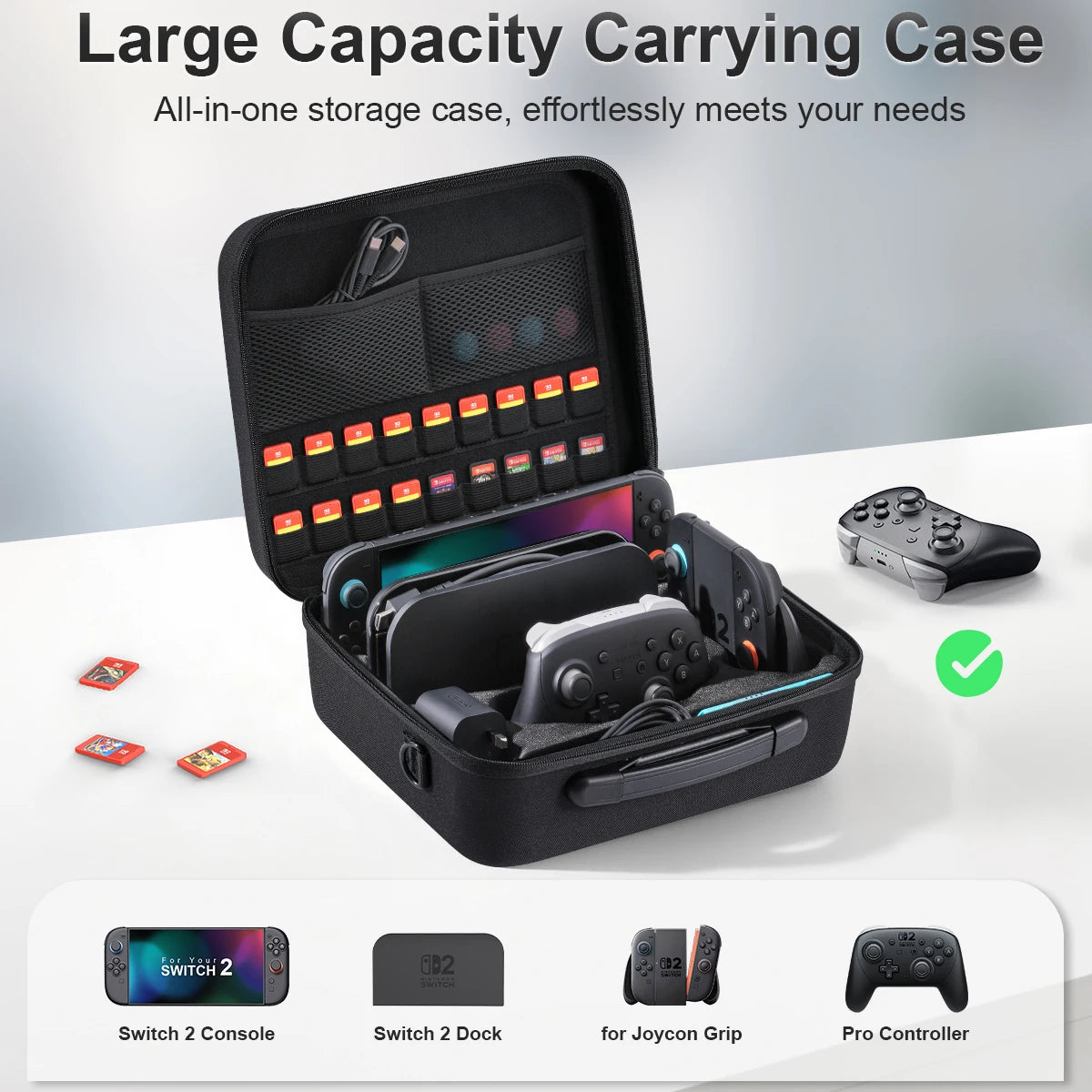Carrying Case for Nintendo Switch 2 All in One Portable Hard Travel Storage Bag for Switch 2 Console Pro Controller Accessories