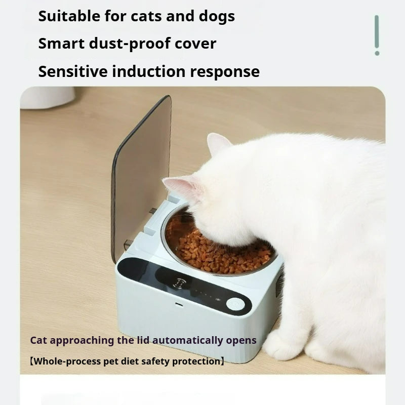 The latest smart cat bowl automatic induction opening lid ABS dustproof, insect-proof and moisture-proof pet products