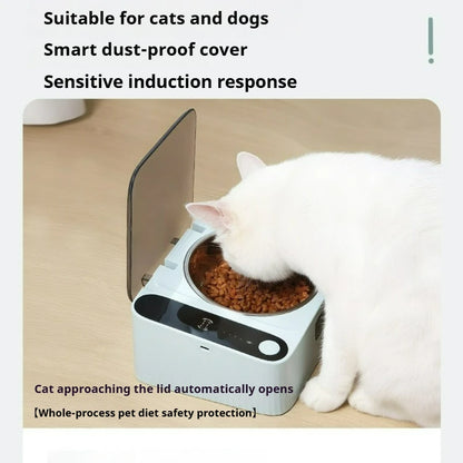 The latest smart cat bowl automatic induction opening lid ABS dustproof, insect-proof and moisture-proof pet products