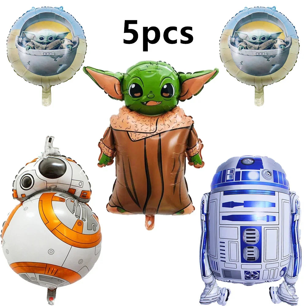 Green Yodaed Latex Balloons Hero Master Robot Foil Ballons Happy Birthday Party Banner Tableware Cake Topper Decoration Kid Toy