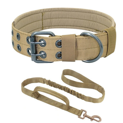 Adjustable Sturdy Tactical Dog Collar with Leash Set for Medium to Large Dogs Anti-Bite Durable Neck Collar For Strong Dogs