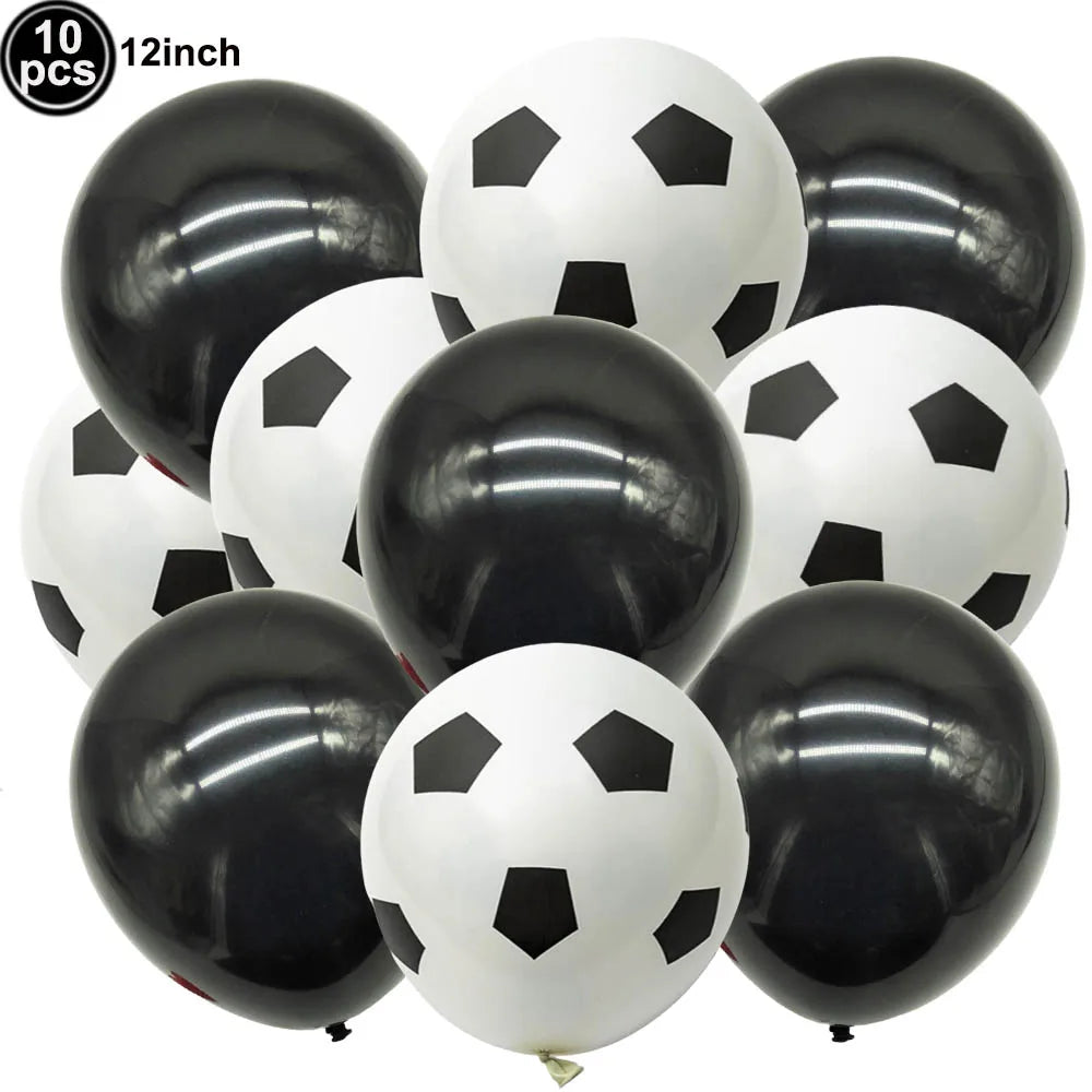 10Pcs 12inch Soccer Balloons Red Blue Black White Confetti Football Latex Balloon Boy Soccer Birthday Party Baby Shower Decor
