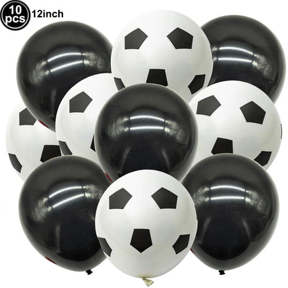 10Pcs 12inch Soccer Balloons Red Blue Black White Confetti Football Latex Balloon Boy Soccer Birthday Party Baby Shower Decor