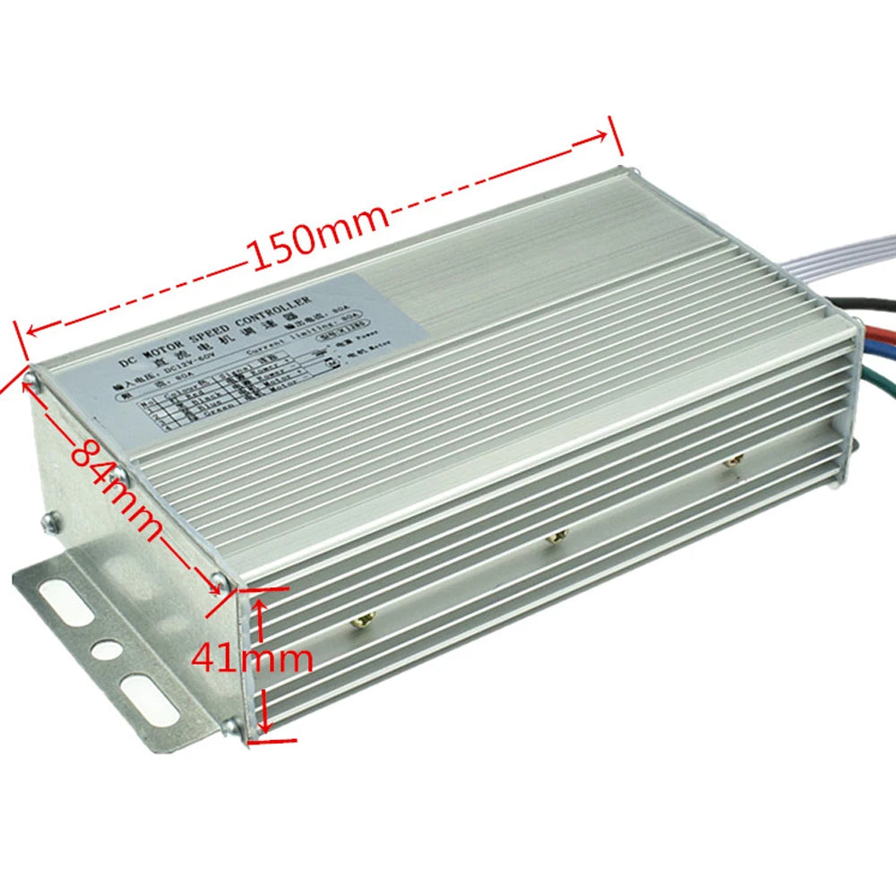 DC12-60V Motor Speed Controller 80A 0-100% Speed Range PWM Motor Governor Brush Motor Regulating Controller with Potentiometer