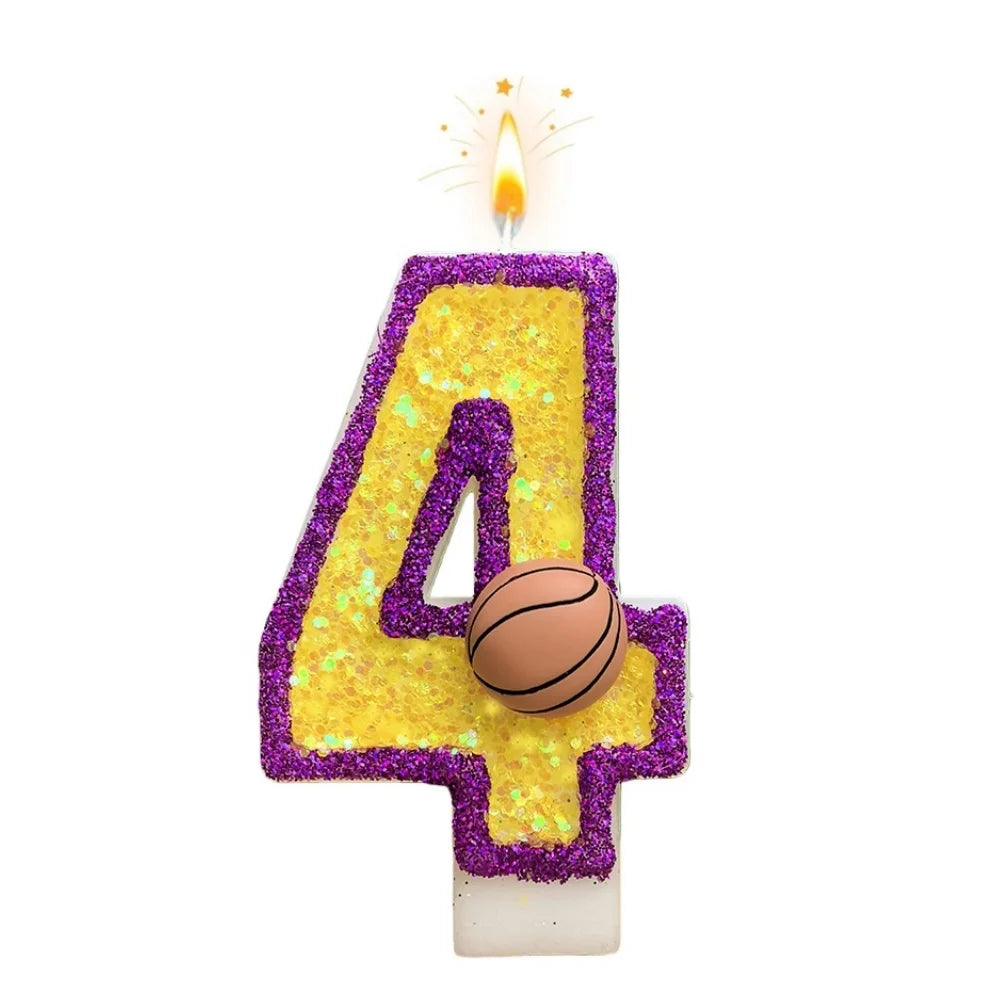 New 0-9 Number Birthday Candles Original Purple Edged Gold Basketball Birthday Cake Digital Party Anniversary Candle Decoration