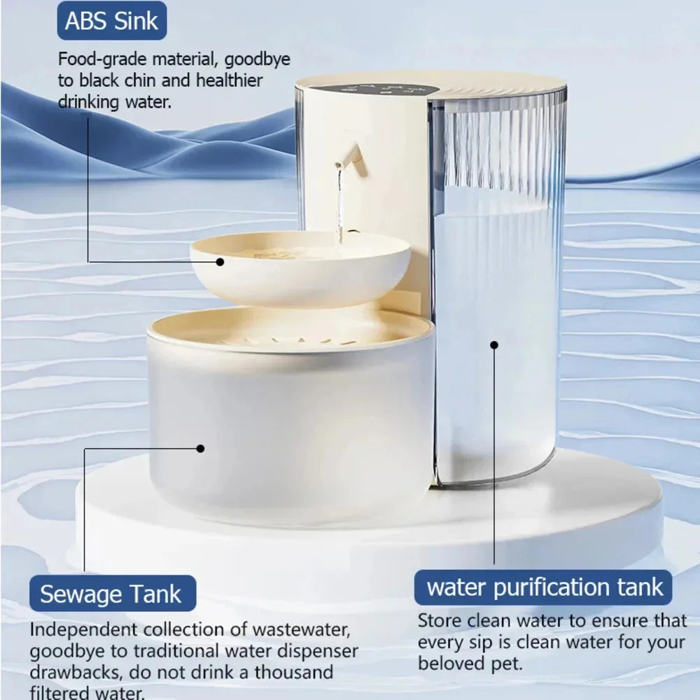 3L Large Capacity Pet Smart Water Dispenser With Filtration And Waste Separation Pour-Type Automatic Cat Small Dog Water Feeder