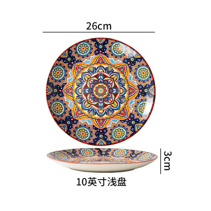 Ceramic Tableware Set Rice Bowl Serving Plate Creative Cutlery Soup Plate Noodle Handle Bowl Sauce Dish Steak Salad Fruit Plate