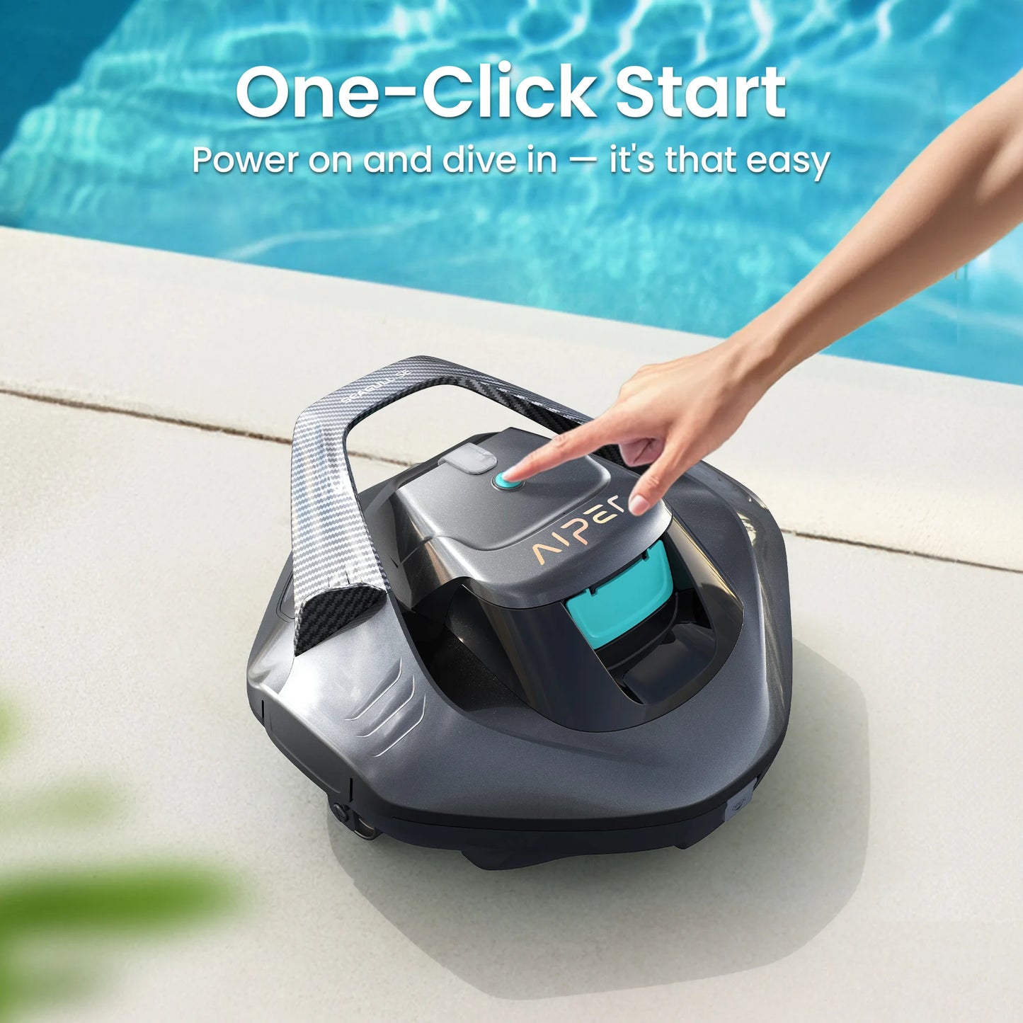 Refurbished Aiper Seagull SE Pool Vacuum Cordless Robotic Pool Cleaner with 100 Mins Runtime, Powerful 1320GPH Suction,Smart Self-Parking, Pool Vacuum for Above Ground Pools up to 860 Sq.ft
