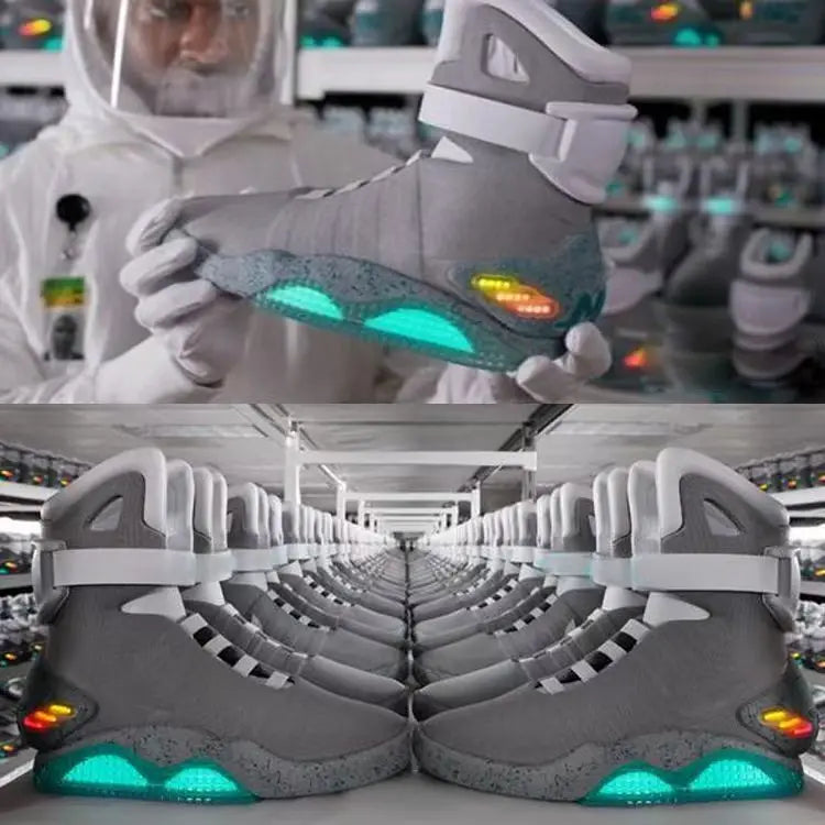 Remote Control LED Mag Shoes Fashion Light Up Sneakers  for Men Air Shoes USB Recharging Shoes Back To The Future Boots 1989