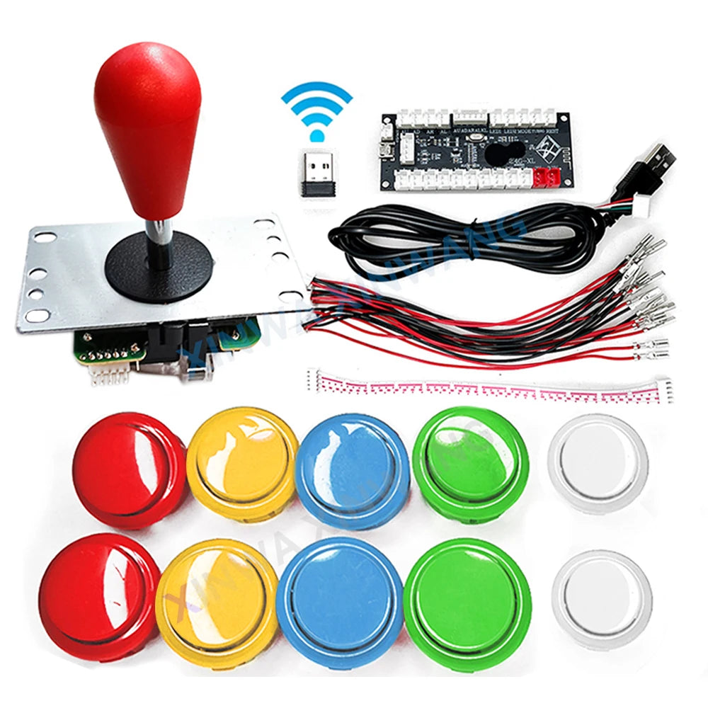 Copy Sanwa Arcade Game Joystick Diy Kit For Ps3 PC Android Zero Delay Wireless Usb Board Controller Push Button Cable Set