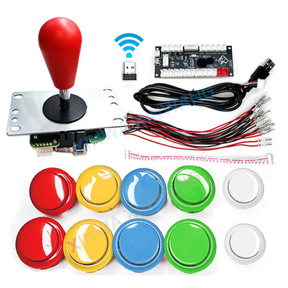 Copy Sanwa Arcade Game Joystick Diy Kit For Ps3 PC Android Zero Delay Wireless Usb Board Controller Push Button Cable Set