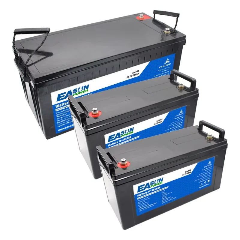 EASUN Power LiFePO4 Battery 100Ah 200Ah 12V 24V Lithium Iron Phosphate Battery Built-in BMS 6000+ Cyclic For Inverter Solar RV No Tax
