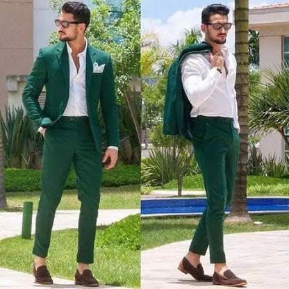Men's Suit Set 2 Piece Stylish Blazer Pants Business Casual Groom Wedding Party Tuxedo Elegant Formal Slim Fit Male Suit