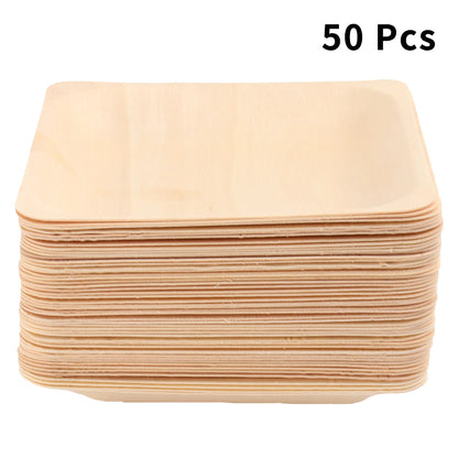 50 PCS Natural Alternative Plates Wooden Plate Compostable Plates Palm Leaf Plates Wedding Birthday Party Plates