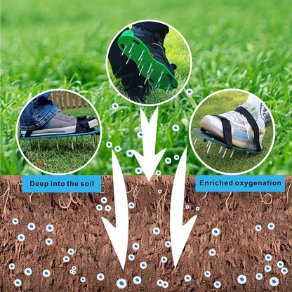 Premium Lawn Aerator Shoes - 5cm Steel Spike Nail Design for Soil Aeration & Grass Cultivating | Self-Leveling Garden Yard Tool
